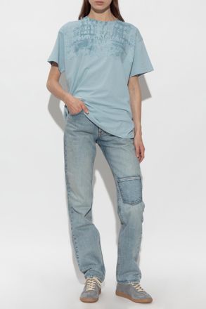 Maison Margiela T-shirt With Print, Womens, Blue