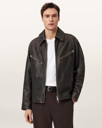AllSaints Leather Starday Leather Jacket, Size: XXL