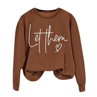 Generic Let Them Sweatshirt Women Inspirational Shirts Funny Letter Front and Back Graphic Pullover Motivational Pullover Tops Jumpers for Women UK
