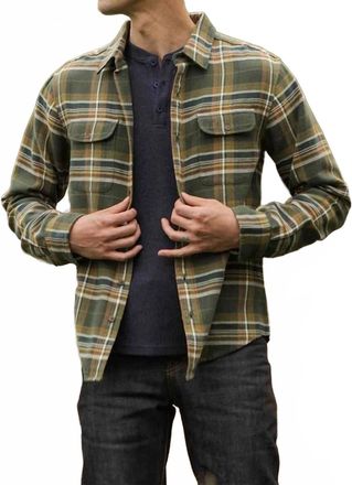 Bridge & Burn Cole Slim Fit Brushed Cotton Shirt In Green Plaid