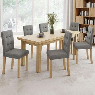 IDMarket Lote De 6 Sillas De Comedor Tapizadas Polga Gris