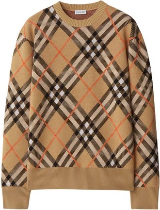 Burberry Nova Check long-sleeve jumper - men - Mohair/Polyamide/Spandex/Elastane/Wool - XXXL - Brown