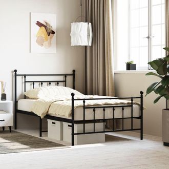 Berkfield Home Metal Bed Frame with Headboard & Footboard Black 107x203 cm