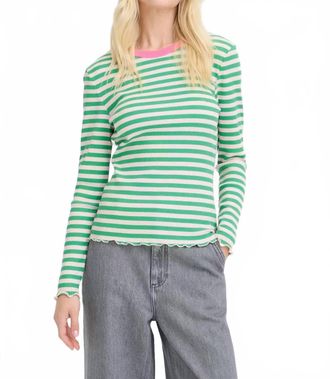 b.young Bysinne Rib Stripe Tee In Green