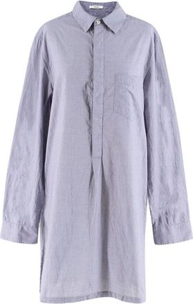 Adam Lippes Blue Houndstooth Check Shirt Dress Size L