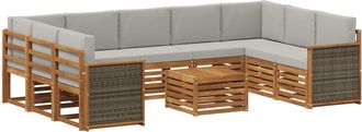 vidaXL Conjunto De Sof&aacute;s De Exterior 10 Uds. Natural Y Gris Claro Vidaxl
