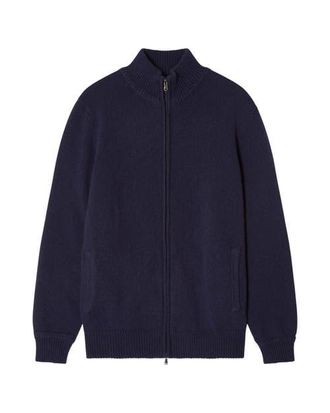 Robert Talbott Graham Cashmere Blend Full Zip Sweater in Navy at Nordstrom, Size Xx-Large