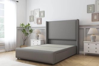 Sloomy Stratford Dumfries Divan Base 2 Drawers 54 Headboard & 12 Footboard in Light Grey | Size: Double