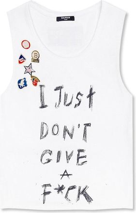 Balmain Printed Cotton Cropped T-shirt