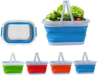 Trade Shop Trade Shop - Cesto Pieghevole In Silicone Multiuso Bagno Cucina Pic Nic Alimenti 38x27x19cm