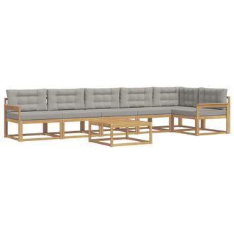 vidaXL Conjunto De Sof&aacute;s De Exterior 7 Pcs Blanco Y Gris Claro Vidaxl