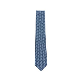 Ferragamo Gancini Print Pointed Tip Tie - male - Ferragamo - Ties - Blue - ONE SIZE - Accessories