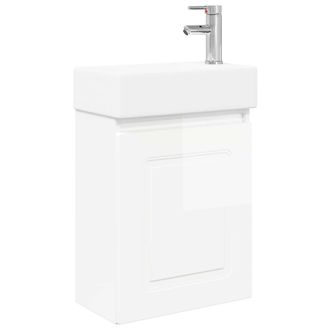 vidaXL M&oacute;dulo De Ba&ntilde;o Con Grifer&iacute;a Blanco Brillante Vidaxl