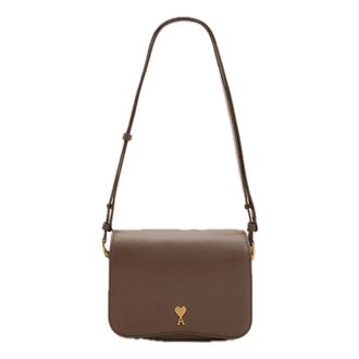 Ami Cowhide Leather Paris Bag Brown ULL717-AL0208-A236