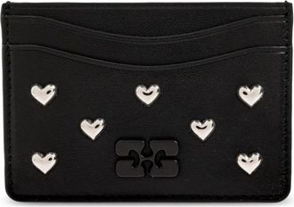 Ganni Kaarthouder met Metallic Applicatie - Dames - Portefeuilles - Zwart - ONE Size - Leer - Accessoires