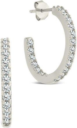 Sterling Forever Cubic Zirconia Open Hoop Earrings in Silver at Nordstrom Rack