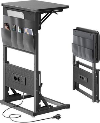 OEM Mesa Auxiliar Tipo C-hlonone- Negra- Multipresa Y Almacenamiento- Plegable