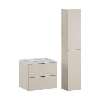 Petits Meubles Set de muebles con lavabo encastrado y columna estratificado 60cm