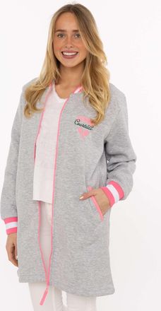 Zwillingsherz Kurzmantel ZWILLINGSHERZ Courtside, Damen, Gr. XXL, hellgrau, Sweatware, Obermaterial: 50% Baumwolle, 50% Polyester, ca. Mitte Oberschenkel, ohne Auss