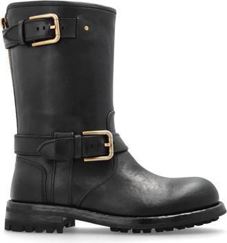 Dolce & Gabbana Leren enkellaarzen - Dames - Enkellaarsjes - Zwart - 38 1/2 EU - Leer - Schoenen