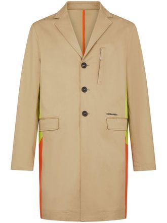 Dsquared2 contrasting-panels single-breasted coat - men - Cotton/Elastane/Cotton - 46 - Neutrals
