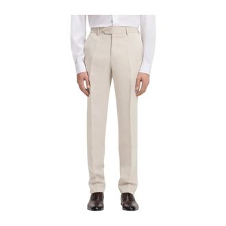 HUGO BOSS Broeken, Heren, Grijs, L, Leer, Slim Fit Broeken