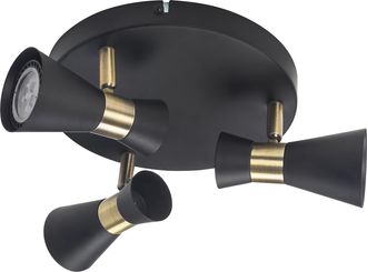 Forlight Forlight - Eufo Plaf&oacute;n Triple En Negro Con Acabado En Oro Para Bombilla Gu10