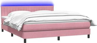 vidaXL Cama Box Spring Con Colch&oacute;n Terciopelo Rosa 180x210 Cm Vidaxl