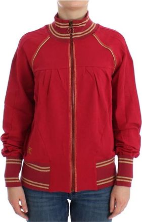John Galliano Elegante roze ritsvest met logodetails - Dames - Vesten met rits - Roze - 2XS - Katoen - Hoodies & sweatvesten