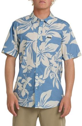 Quiksilver Kailua Floral Classic Short Sleeve Cotton Button-Up Shirt in Riviera at Nordstrom, Size Xx-Large
