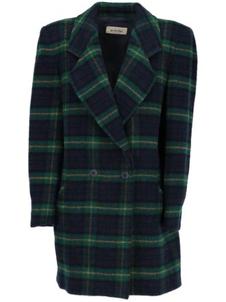 A.N.G.E.L.O. Vintage Cult 1980s checked coat - women - Virgin Wool/Viscose - 44 - Blue