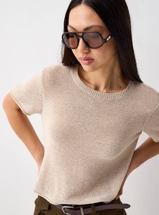 Only Womens Rolled trim fine-knit sweater
