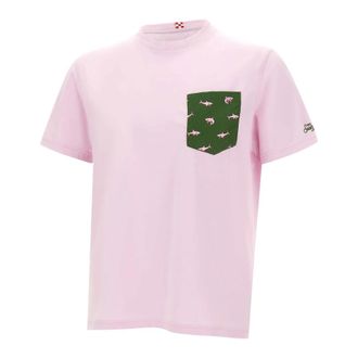 MC2 Saint Barth T-Shirts, male, Pink, Size: XL Blanche Shark on Shark T-Shirt