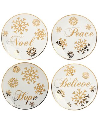 Certified International Set Of 4 Christmas Glitter Salad Plates