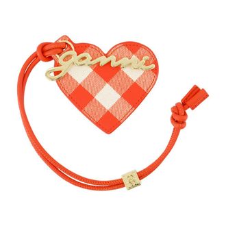 Ganni Womens Bou Heart Keyring Leather Red Calfskin Accessories Keychains