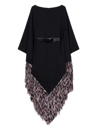 Pucci belt-embellished fringe kaftan - women - Viscose - OS - Black