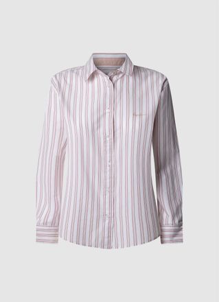 Pepe Jeans London Hemdbluse PEPE JEANS CLEVER, Damen, Gr. XS, rosa (light pink 315), Web, Obermaterial: 100% Baumwolle, gestreift, regular fit, mit Kn&ouml;pfen,mit Schlitz,