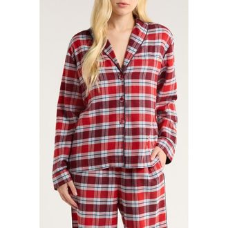 Lunya Brushed Flannel Pajama Top in Rustle Plaid at Nordstrom, Size X-Small