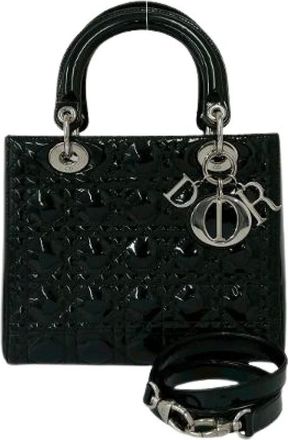 Dior Pre-owned Lady Dior Patent Leather 2way Bag - Dames - Pre-owned - Zwart - Maat: ONE Size Leer