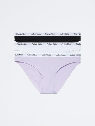 Calvin Klein Womens Carousel Logo Cotton 3-Pack Bikini - Multi - XS