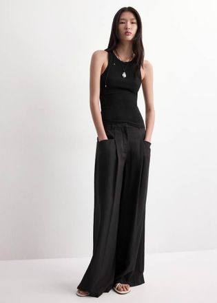 Mango Pantaloni wideleg pinces nero - Donna - 36 - MANGO