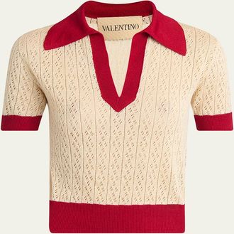Valentino Garavani Pointelle Linen-Viscose Sweater