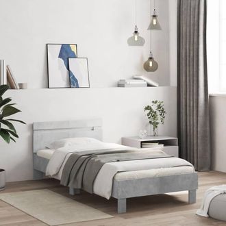 Berkfield Home Bed Frame without Mattress with Headboard Concrete Grey 100x200 cm
