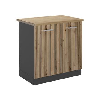Vicco Armario Bajo Para Fregadero R-line, Roble Artesanal, 80 Cm, Et Roble