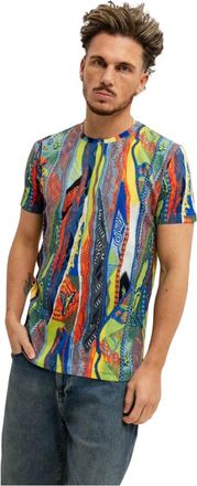 Carlo Colucci Tops, Heren, Veelkleurig, S, Katoen, Knit Print T-Shirt