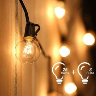 OEM Guirnalda De Luces Exteriores Conectable De 7,6 M Con 25 Bombillas G40 Y 3 Bombillas De Repuesto Para Fiestas, Jardines, Bodas Y Patios