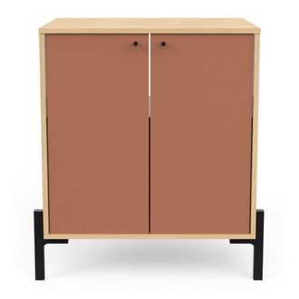 Calicosy Mueble bajo lavabo 2 puertas l69,2 cm - Efecto Roble y naranja