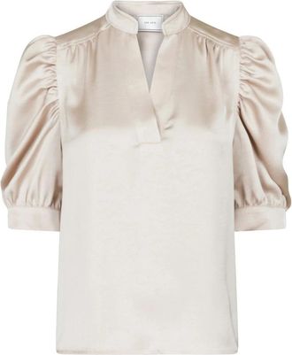 Neo Noir Heavy Sateen Blouse - Dames - Blouses - Beige - L - Satijn - Overhemden
