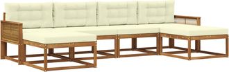 vidaXL Conjunto De Sof&aacute;s De Exterior 6 Uds. Natural Y Crema Vidaxl