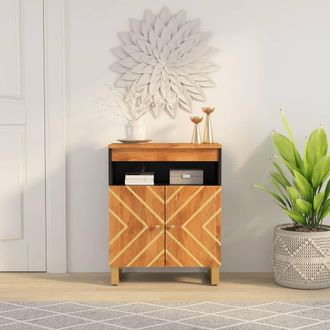 vidaXL Mueble Auxiliar Madera Maciza Mango Marr&oacute;n/negro 60x33,5x75 Cm Vidaxl